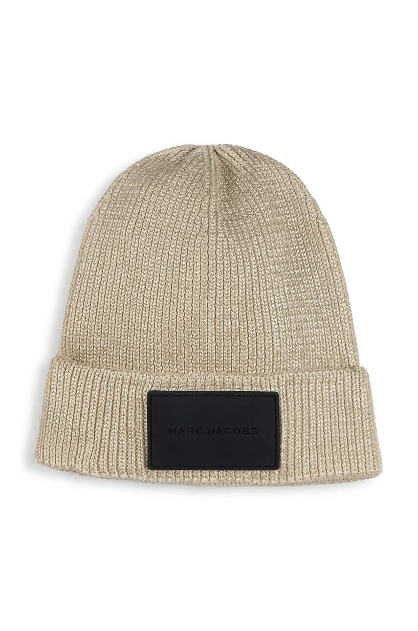 Detská bavlnená čiapka Marc Jacobs zlatá farba biela, bavlnená, W60379