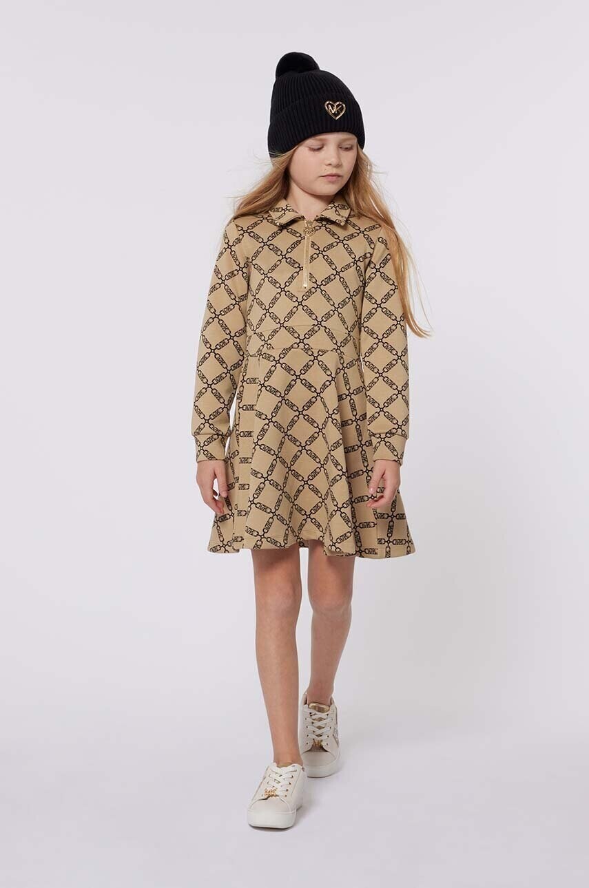 Dievčenské šaty Michael Kors béžová farba, mini, áčkový strih, R30164