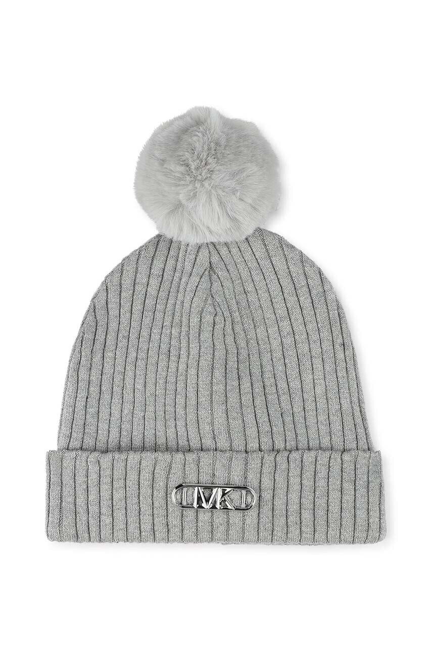 Detská čiapka s prímesou vlny Michael Kors strieborná farba biela, R30229