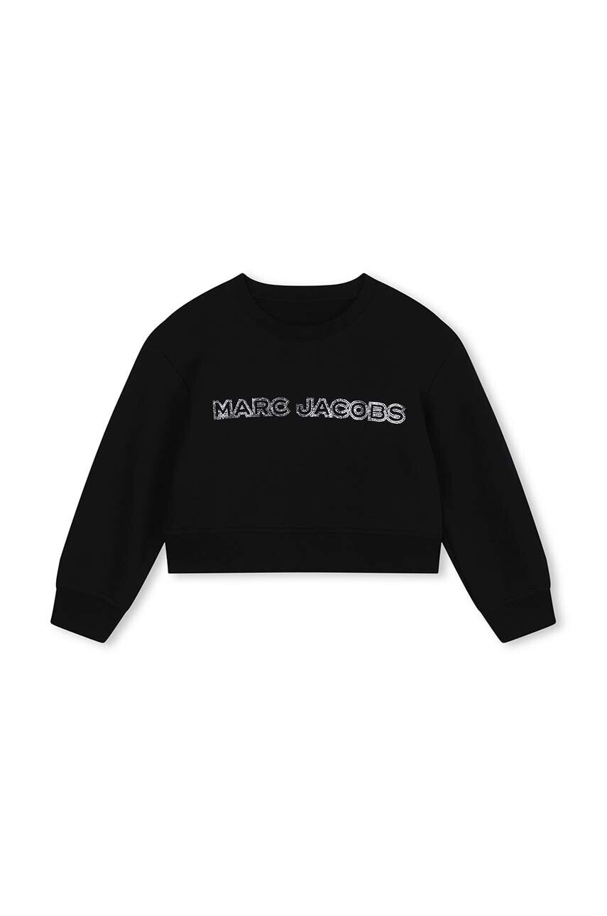 Detská bavlnená mikina Marc Jacobs čierna farba, s potlačou, W60263