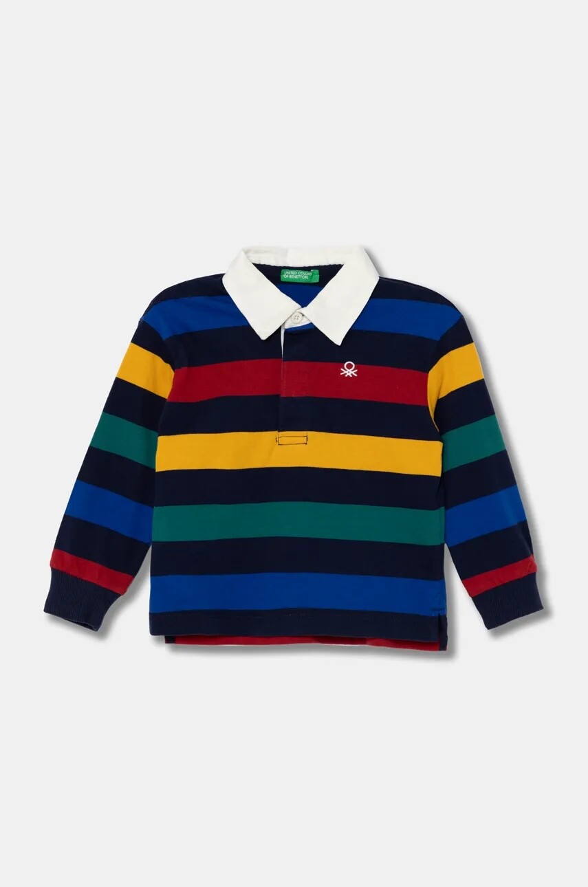 Detská bavlnená košeľa s dlhým rukávom United Colors of Benetton tmavomodrá farba, vzorovaný, 3TBXG300T