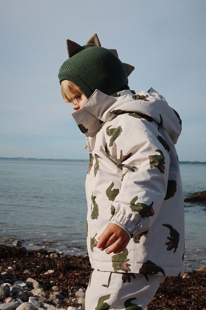 Detská vlnená kukla Konges Sløjd ANIMAL BALACLAVA zelená farba, KS101211