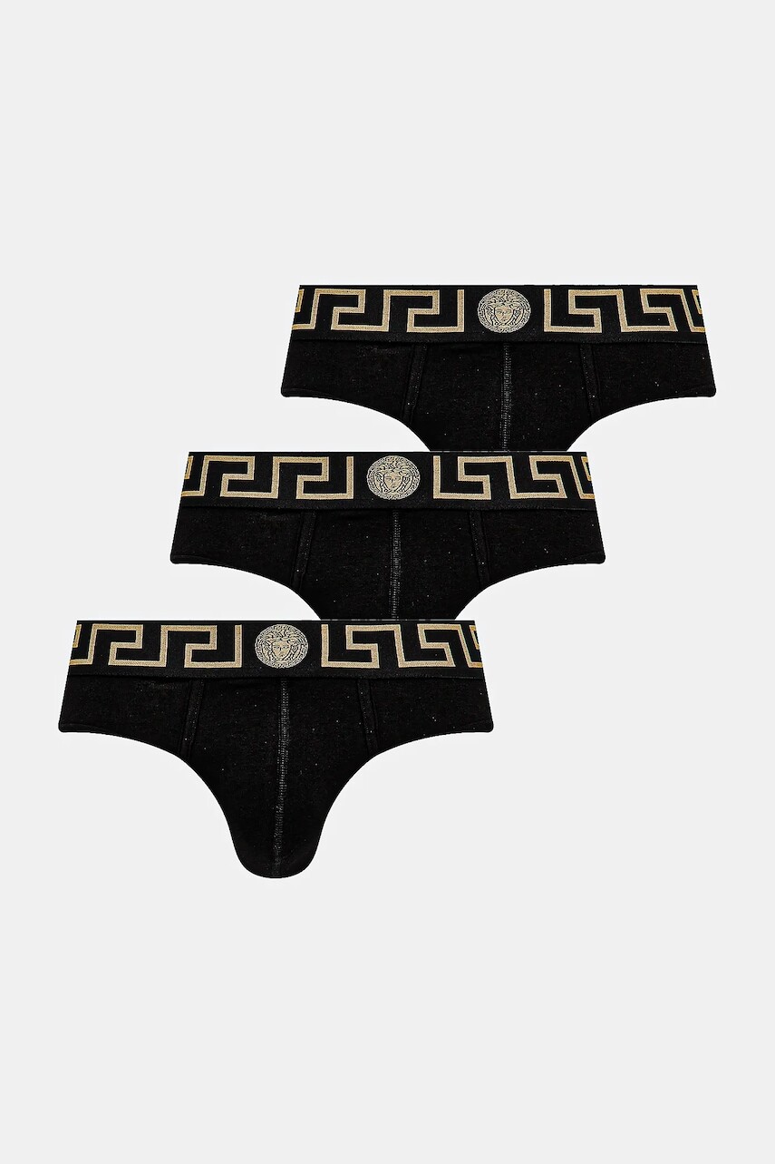 Slipy Versace 3-pak pánske, čierna farba, AU10327 1A10011