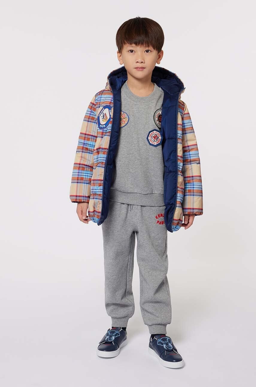 Detské tepláky Kenzo Kids šedá farba, melanžové, K60793