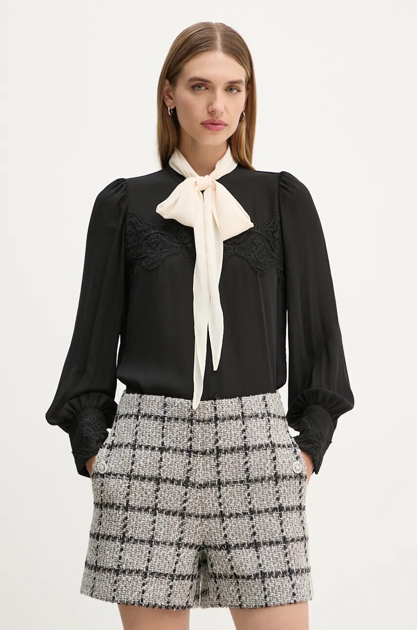 Košeľa Bruuns Bazaar CamillaBBDura shirt dámska, čierna farba, regular, s klasickým golierom, BBW4104