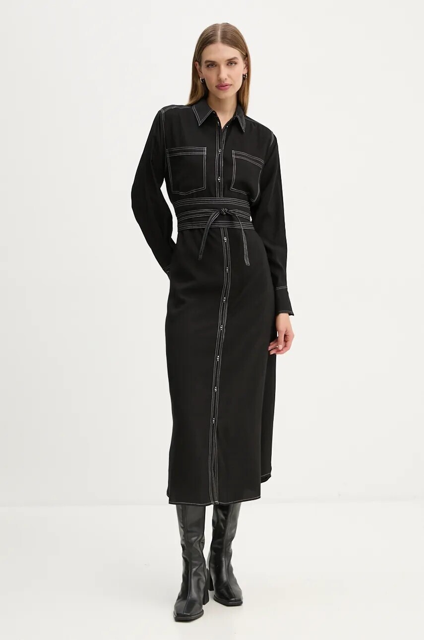 Šaty Bruuns Bazaar SalBBKontas dress čierna farba, maxi, rovný strih, BBW4097