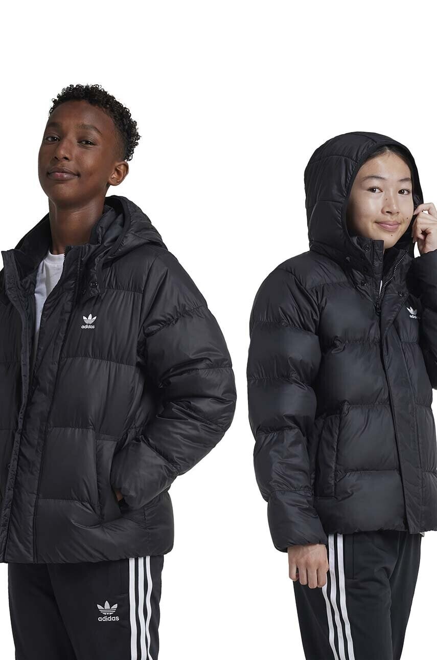 Detská páperová bunda adidas Originals DOWNACKET ELO čierna farba, IY7498