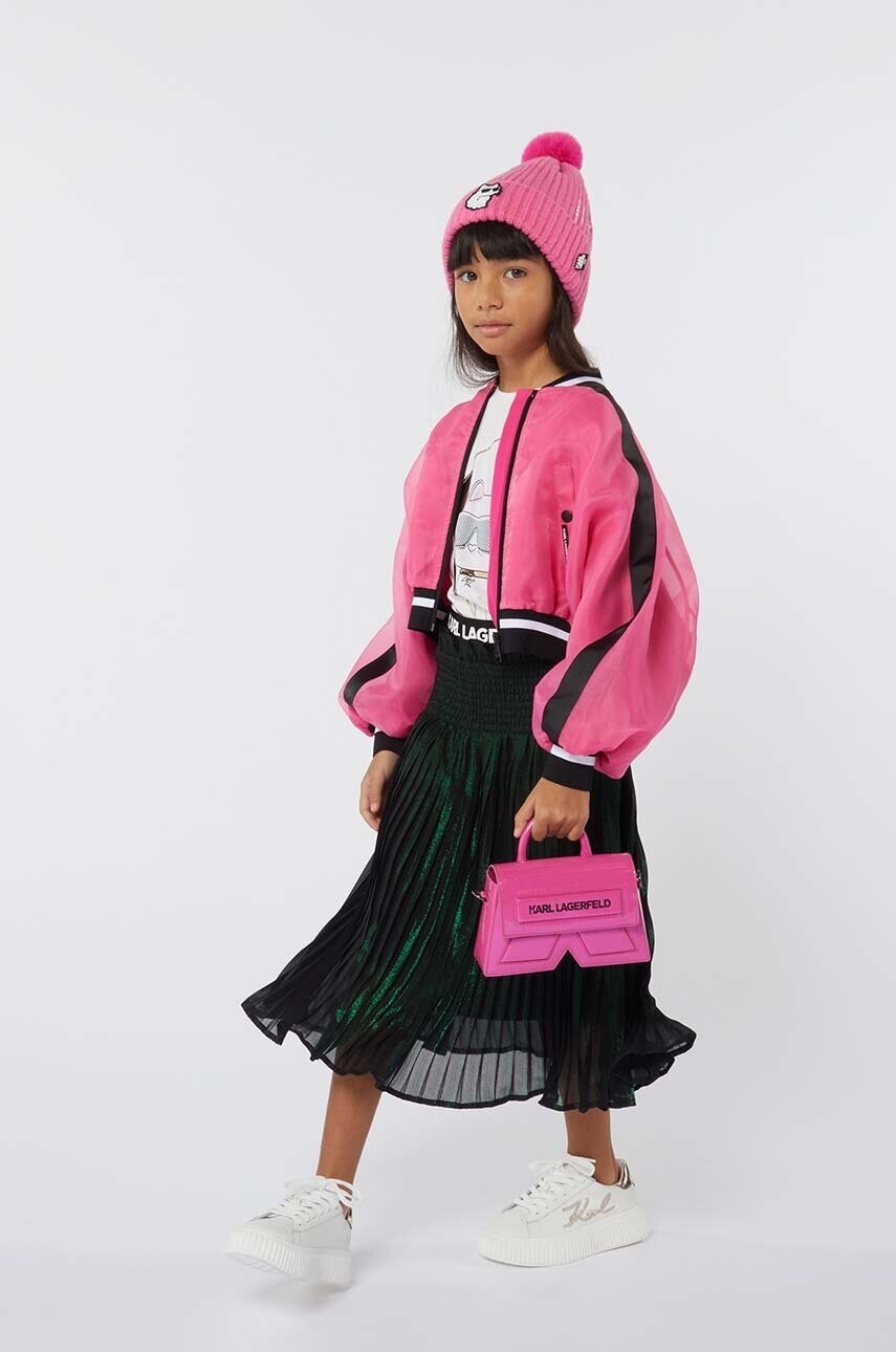 Dievčenská sukňa Karl Lagerfeld zelená farba, midi, áčkový strih, Z30195