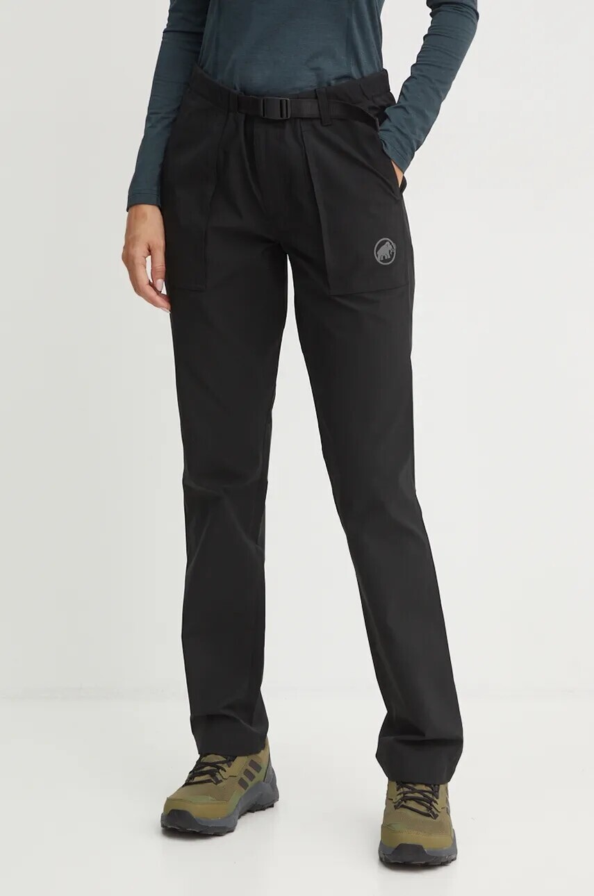 Nohavice Mammut Mountain Tough dámske, čierna farba, rovné, stredne vysoký pás, 1022.02430