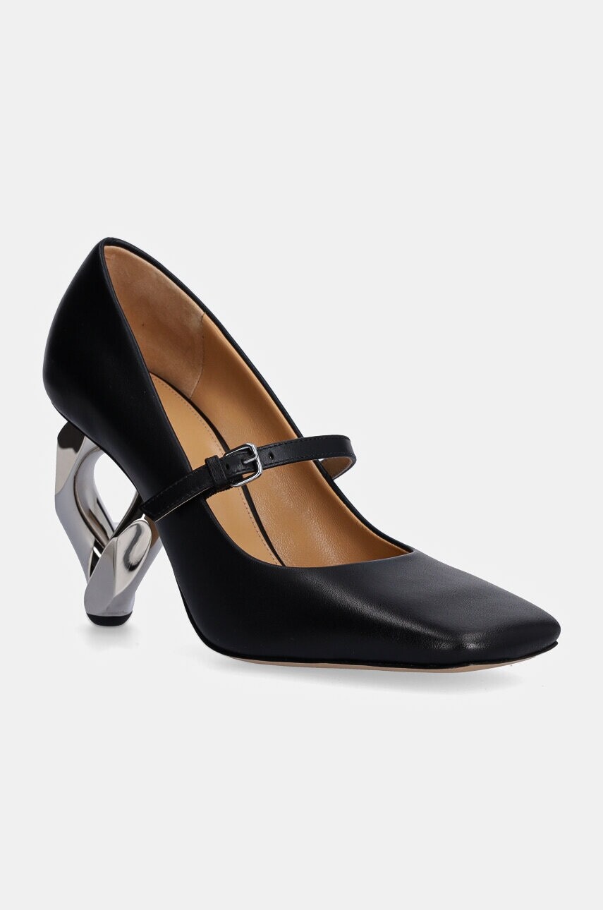 Kožené lodičky JW Anderson Chain Heel čierna farba, na podpätku, ANW43251A