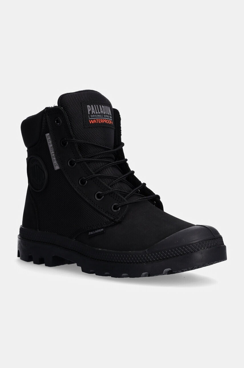 Workery Palladium PAMPA SC WPN U-S dámske, čierna farba, na plochom podpätku, 77235-010-M