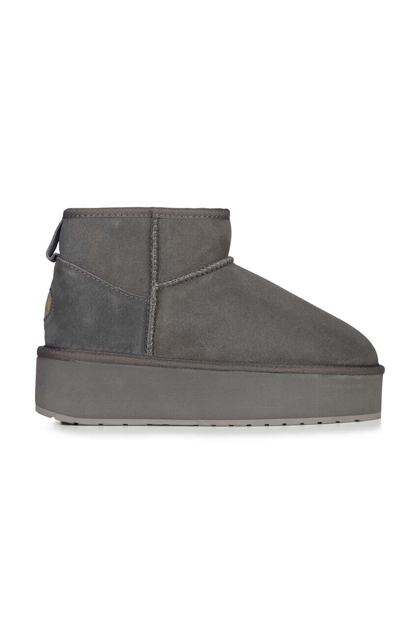 Semišové snehule Emu Australia Stinger Micro Flatform šedá farba, W13082.CHAR