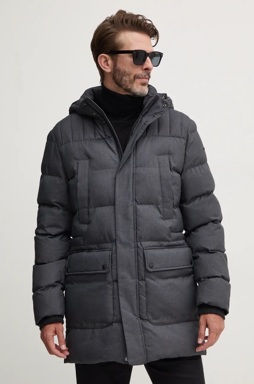 Bunda Geox pánska, šedá farba, zimná, M4628V-T3141-F1054