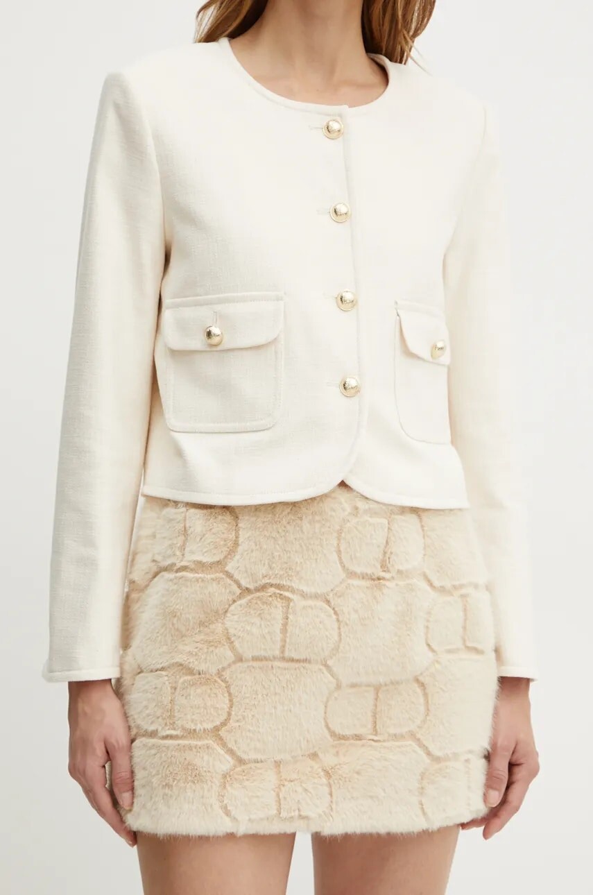 Sukňa Twinset béžová farba, mini, áčkový strih, 242TT2032