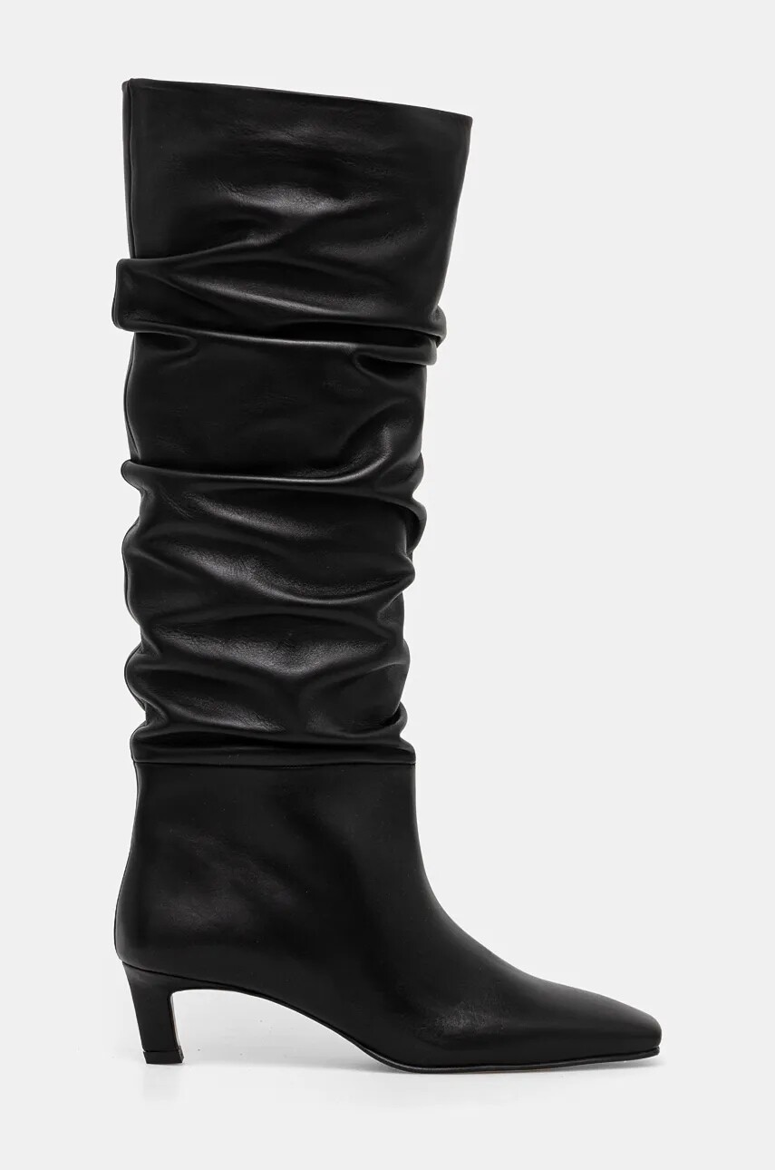 Kožené čižmy Alohas Kalila dámske, čierna farba, na vysokom podpätku, S100549-01