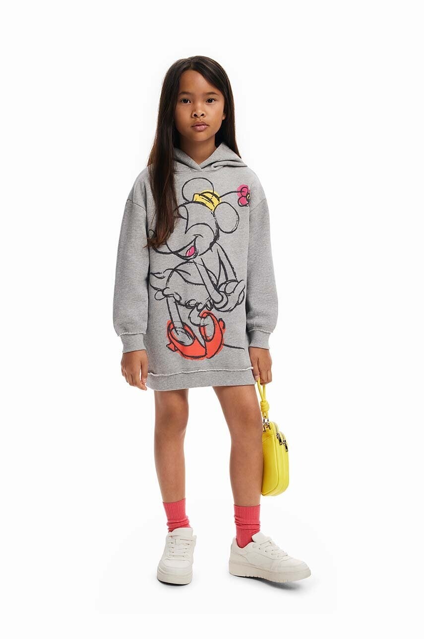 Dievčenské šaty Desigual MINNIE MOUSE šedá farba, mini, rovný strih, 24WGVK07