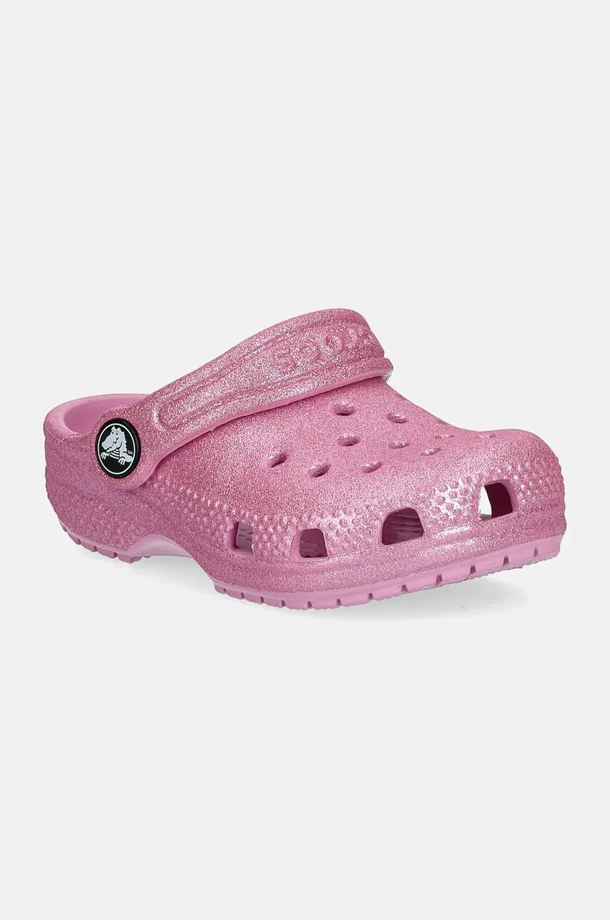 Detské šľapky Crocs CLASSIC GLITTER CLOG ružová farba, 206992