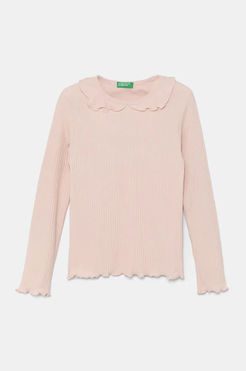 Detské tričko s dlhým rukávom United Colors of Benetton ružová farba, 3F1AG10H6