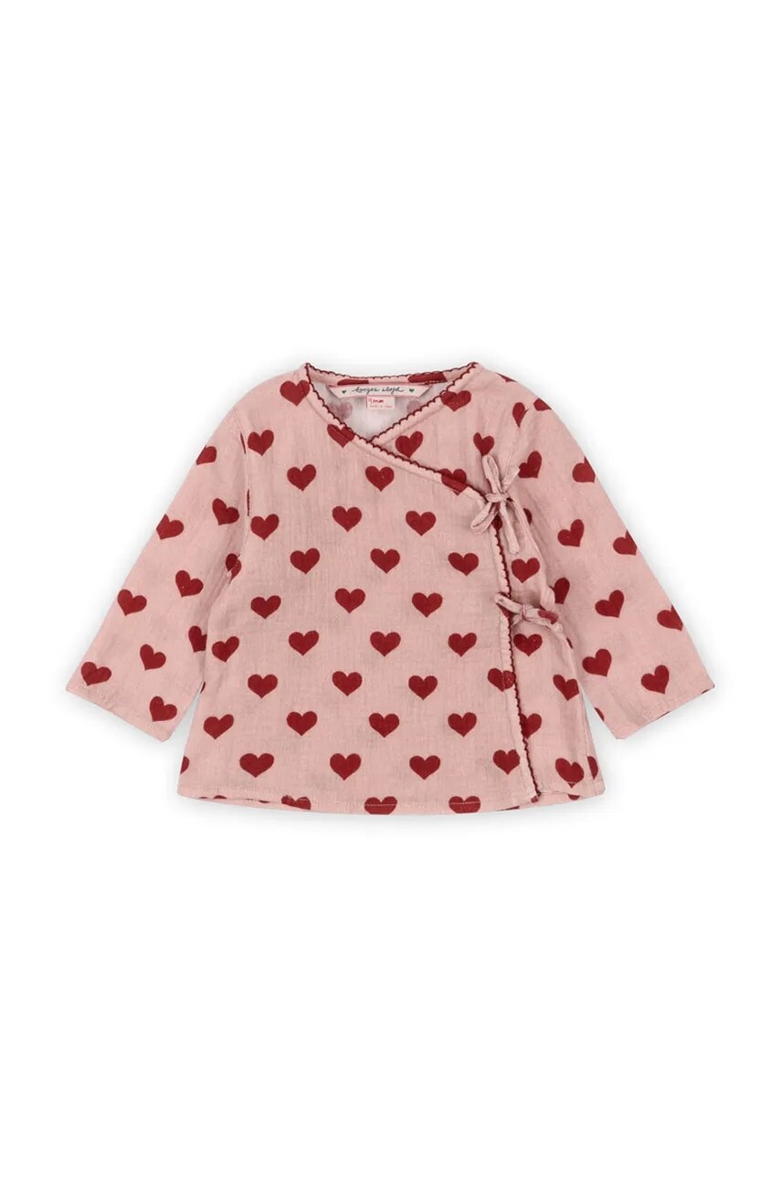 Bavlnená blúzka pre bábätká Konges Sløjd COCO BLOUSE GOTS ružová farba, vzorovaná, KS101460
