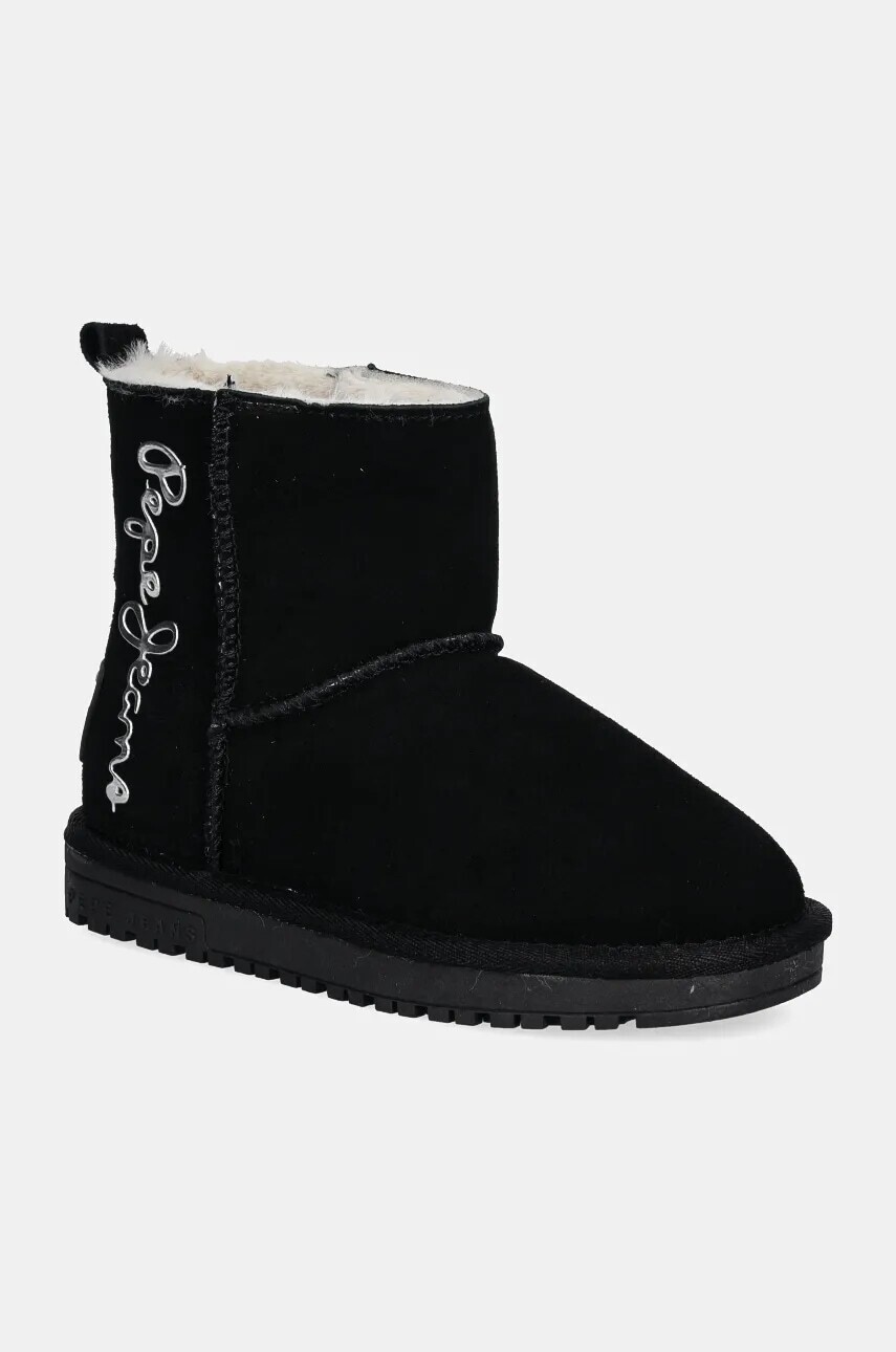 Detské semišové snehule Pepe Jeans DISS TOP čierna farba, PGS50199