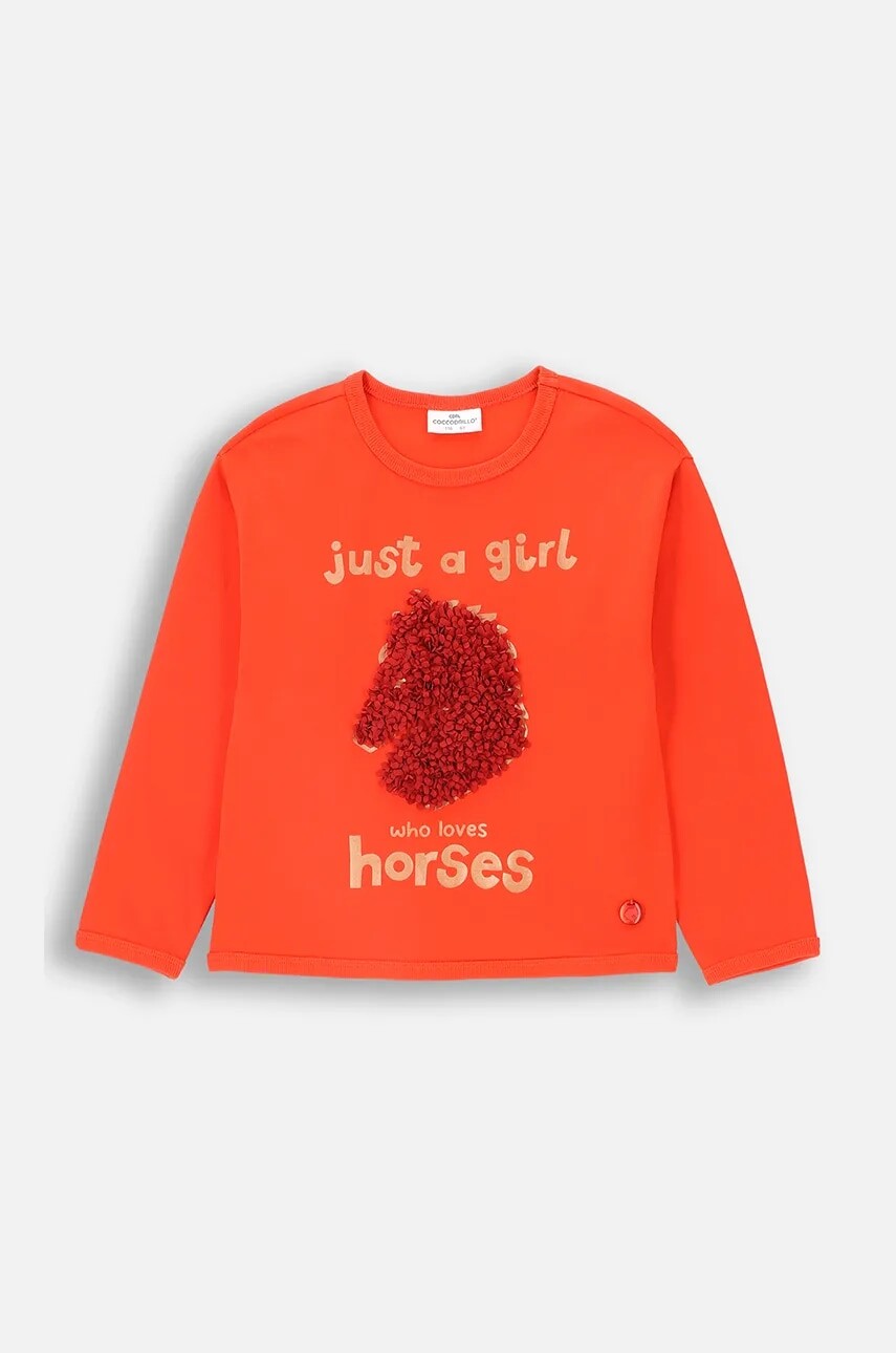 Detské tričko s dlhým rukávom Coccodrillo červená farba, RODEO GIRL KIDS