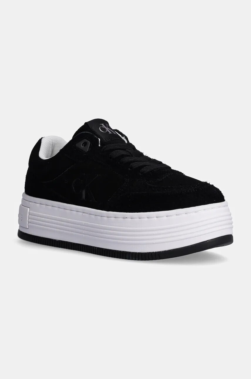 Semišové tenisky Calvin Klein Jeans BOLD PLATF LACEUP LOW MG SUEDE čierna farba, YW0YW01575