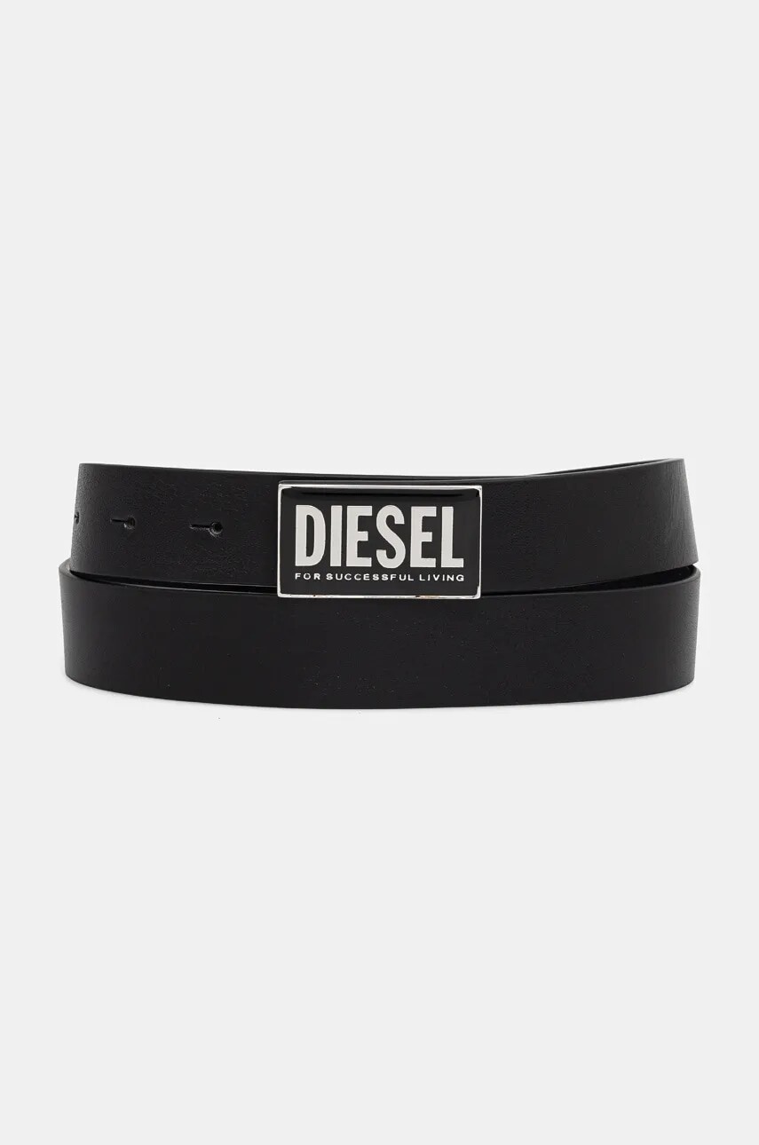 Kožený opasok Diesel B-GLOSSY II pánsky, čierna farba, X09945.PR227