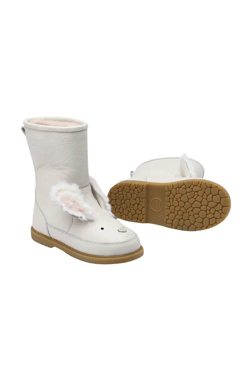 Detské zimné kožené topánky Donsje Wadudu Exclusive Boots Rabbit biela farba, 2022116