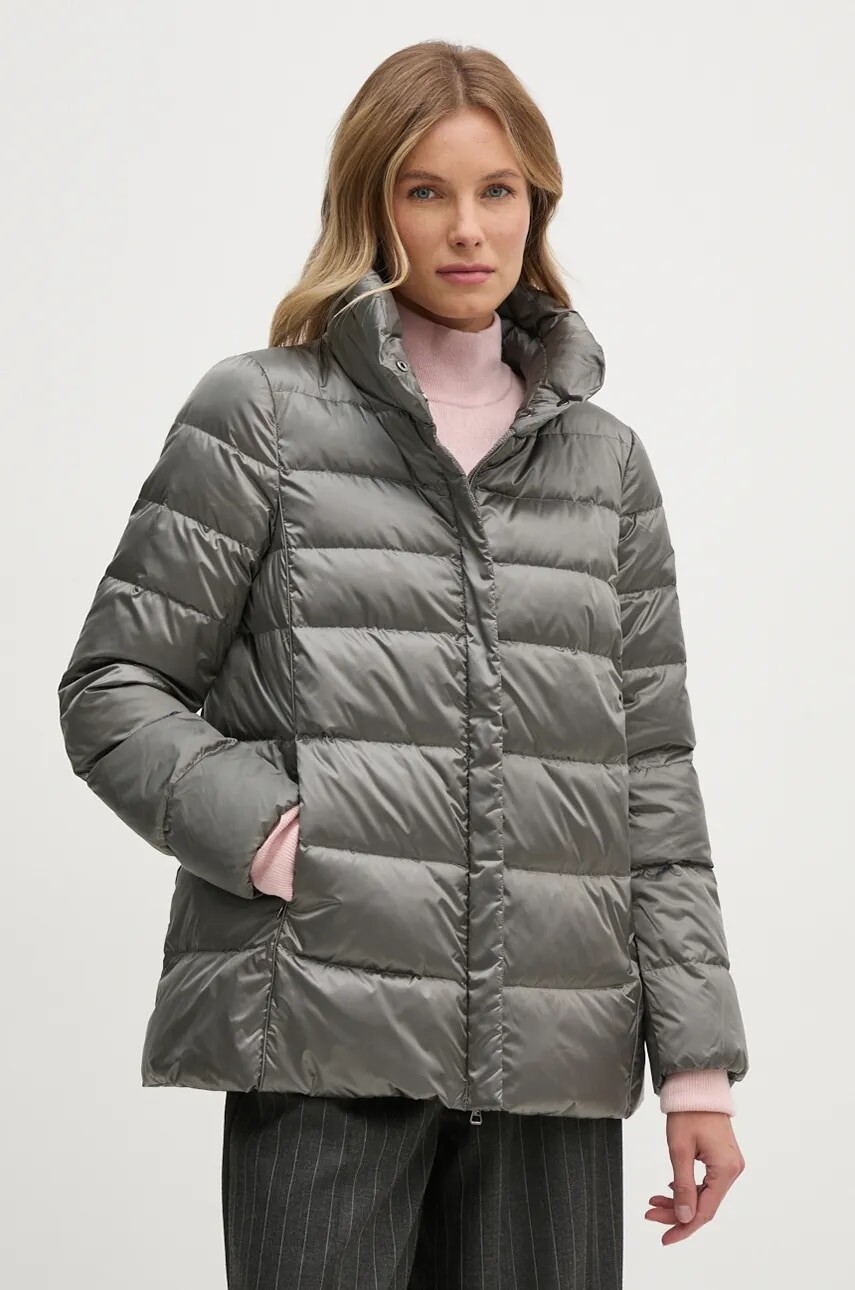 Páperová bunda Geox dámska, šedá farba, prechodná, W4626A-T3154-F6228