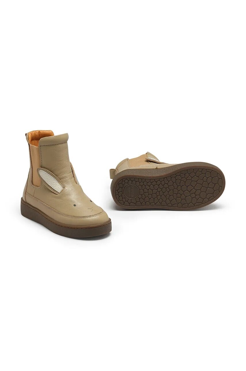 Detské zimné kožené topánky Donsje Thuru Classic Boots Bunny béžová farba, 2023806