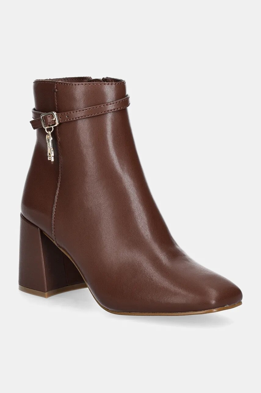 Členkové topánky Steve Madden Risa-E dámske, hnedá farba, na podpätku, SM19000116