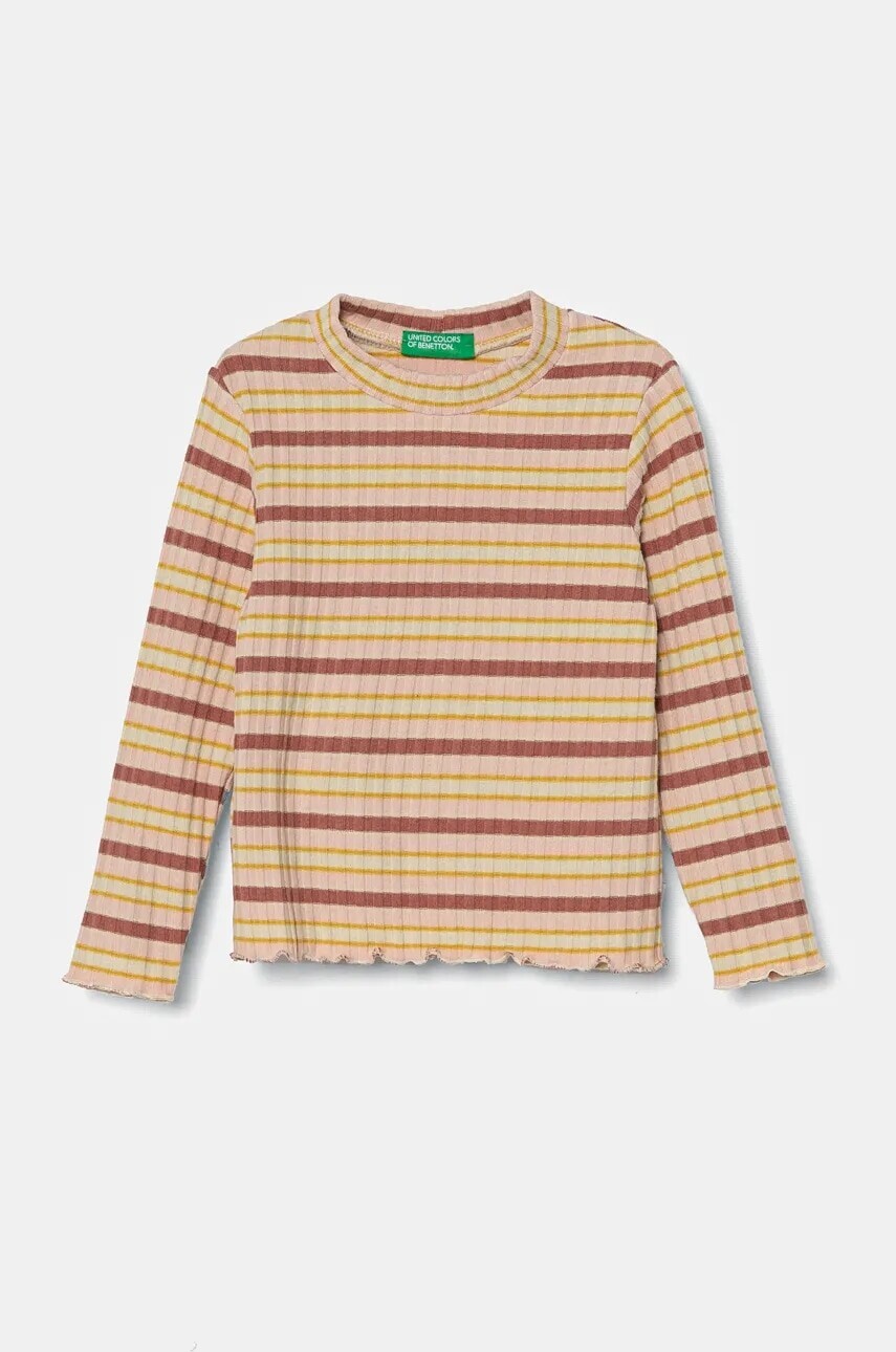 Detské tričko s dlhým rukávom United Colors of Benetton béžová farba, 3GDAG200X