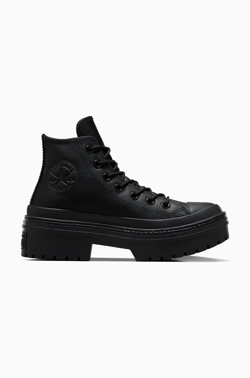 Kožené tenisky Converse Chuck Taylor All Star Lugged Heel dámske, čierna farba, A11548C