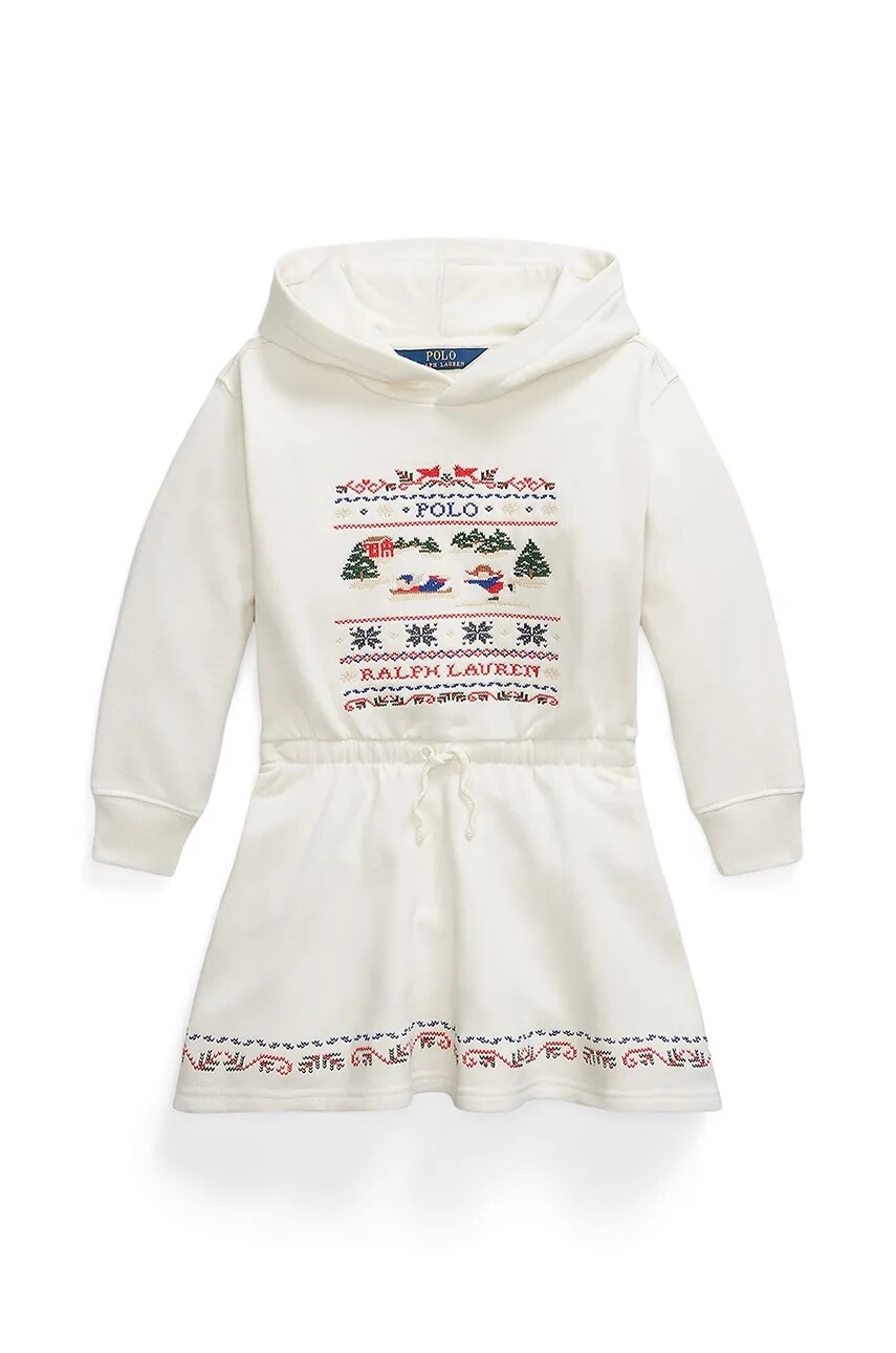 Dievčenské šaty Polo Ralph Lauren biela farba, mini, áčkový strih, 312952131001