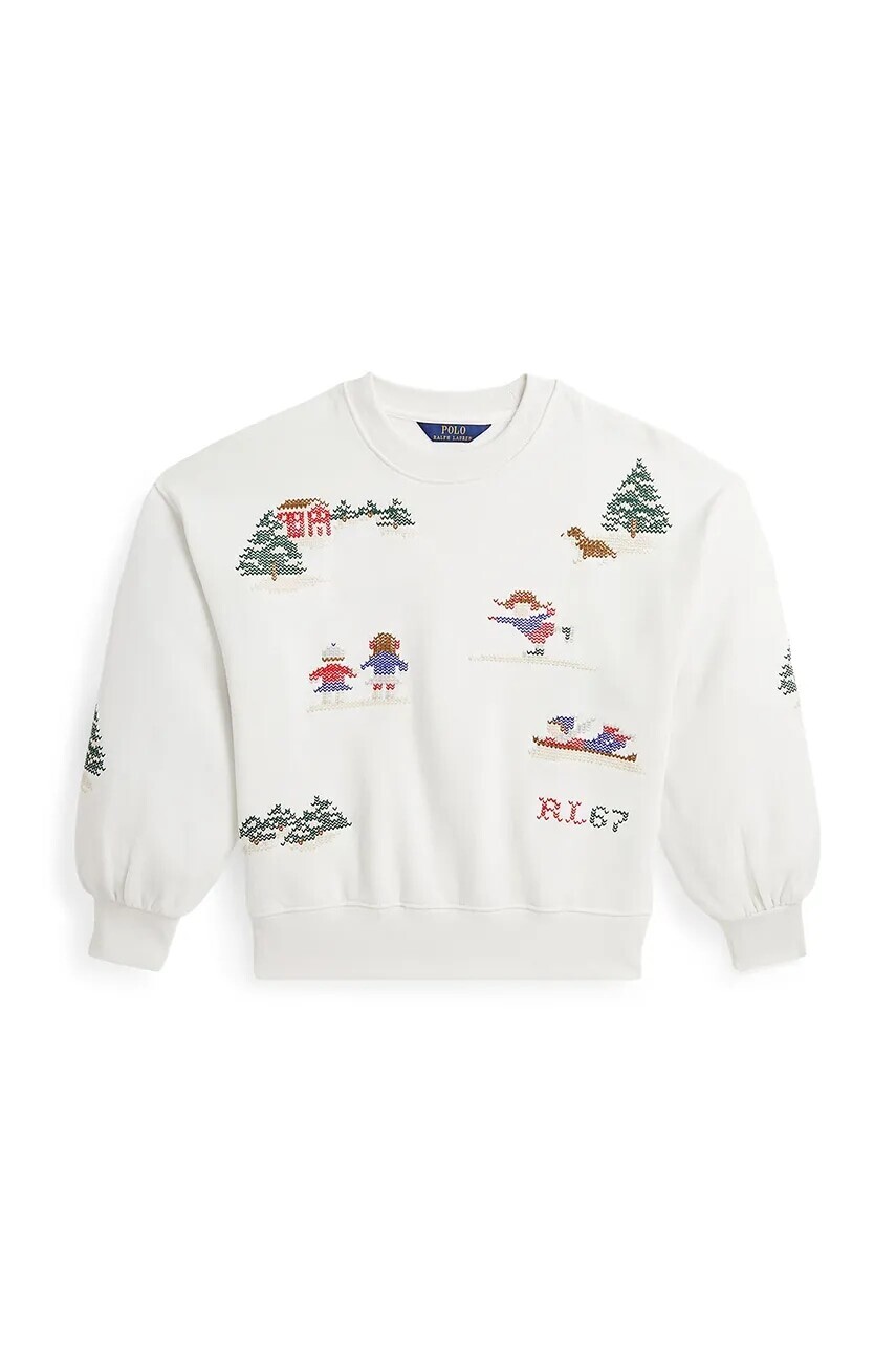Detská bavlnená mikina Polo Ralph Lauren béžová farba, vzorovaná, 313952129001