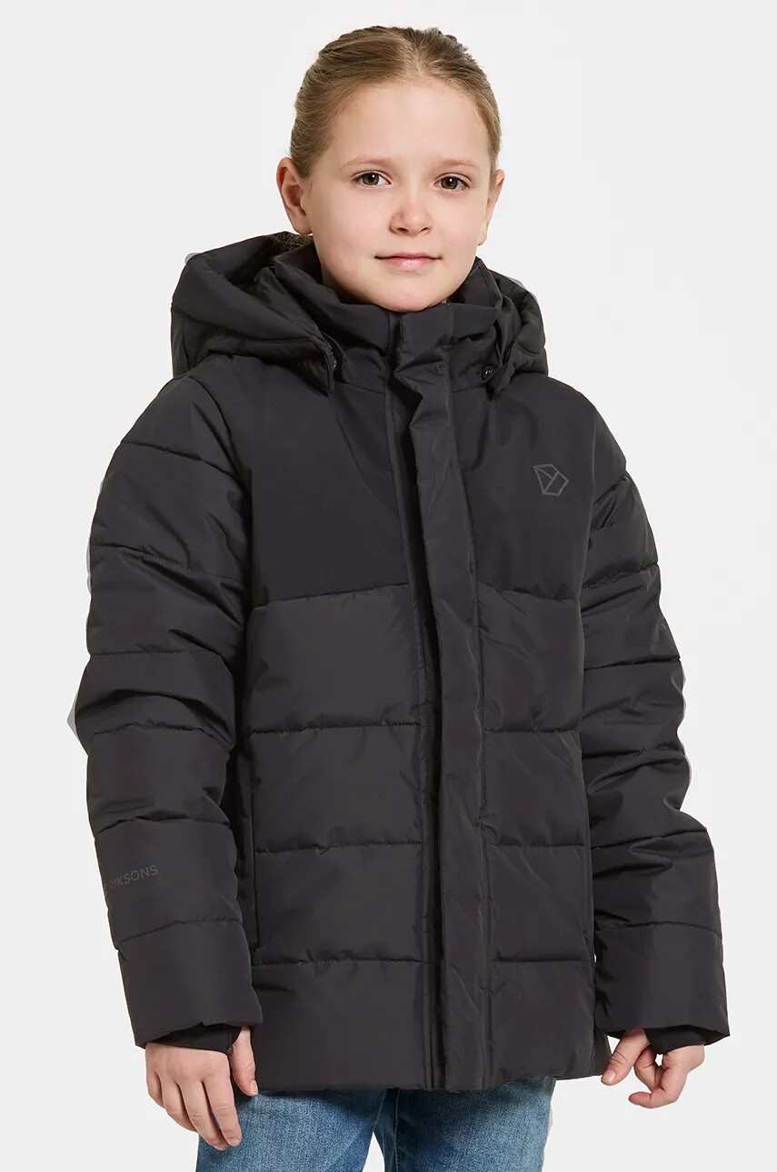 Detská bunda Didriksons RYOLIT KIDS JACKET čierna farba, 504941