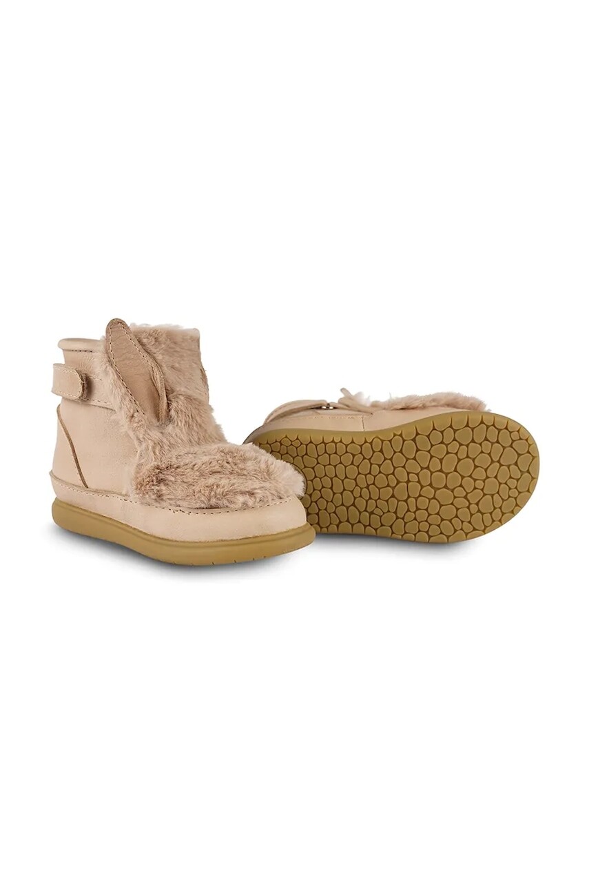 Detské zimné semišové topánky Donsje Roumi Shoes Fluffy Bunny béžová farba, 1500902