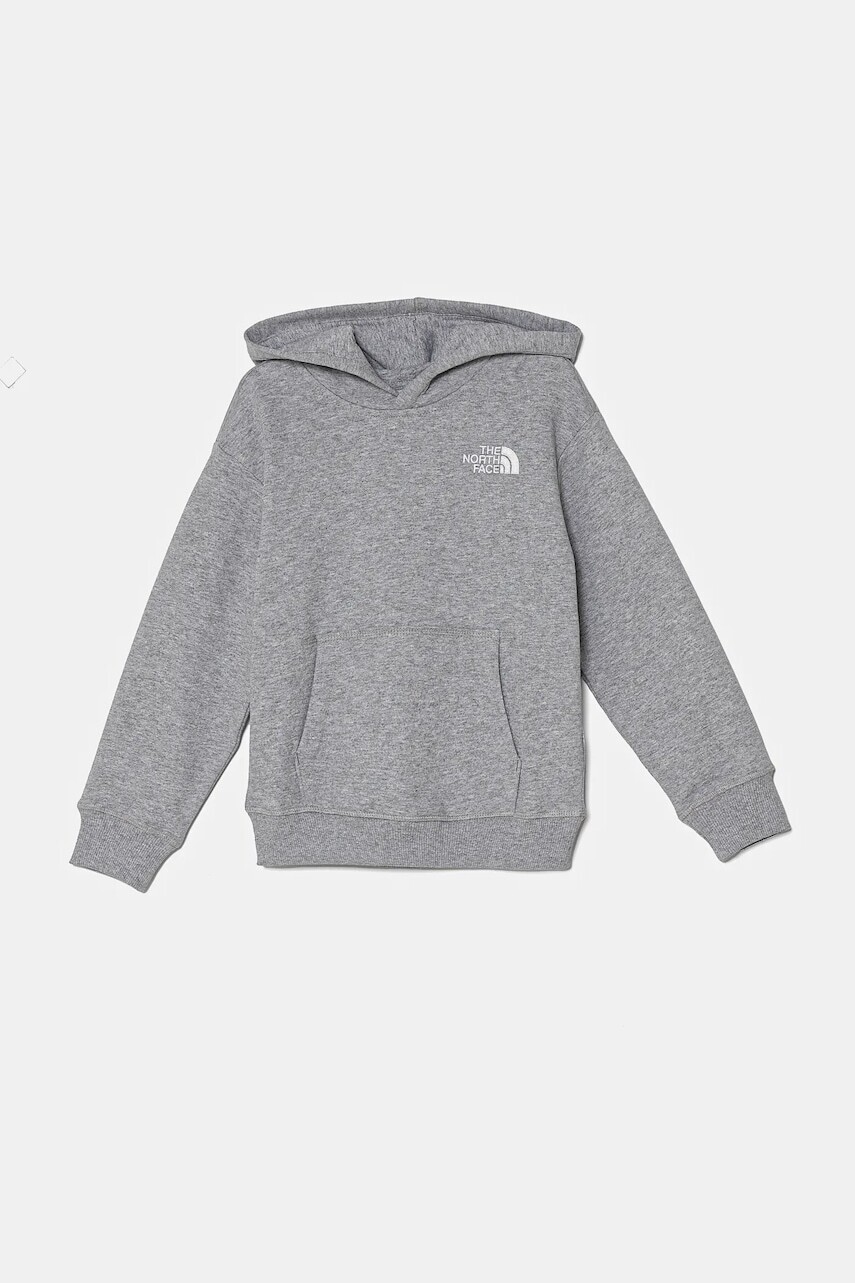 Detská mikina The North Face ESSENTIAL OVERSIZED HOODIE šedá farba, s kapucňou, melanžová, NF0A89HADYX1