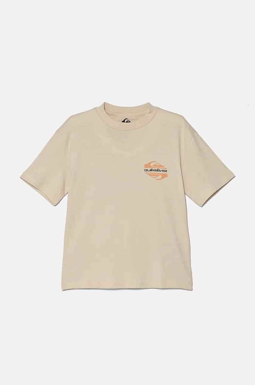 Detské bavlnené tričko Quiksilver FUN ZONE SS béžová farba, s potlačou, EQBZT04774