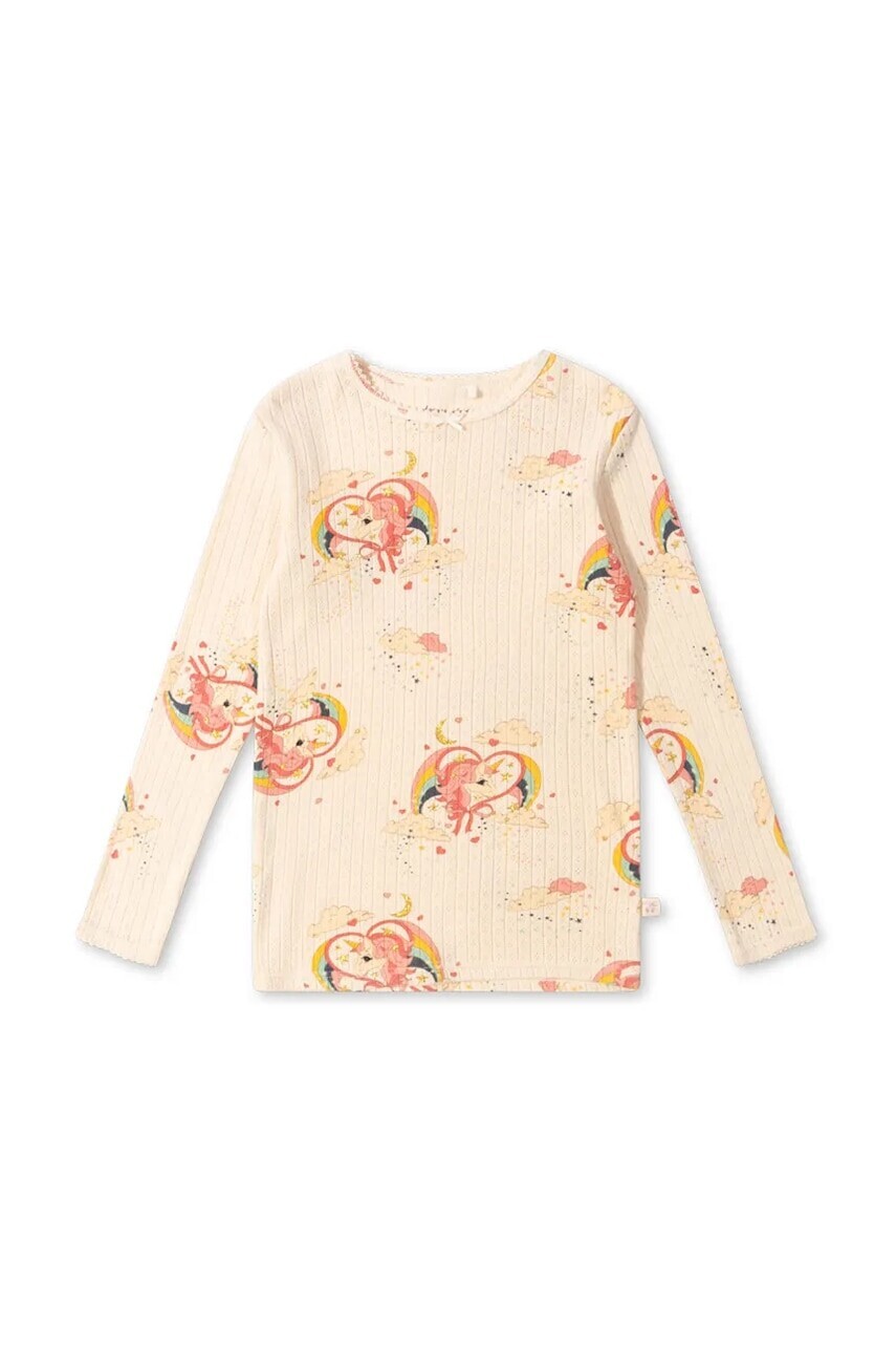 Detská bavlnená košeľa s dlhým rukávom Konges Sløjd MINNIE GLITTER BLOUSE GOTS béžová farba, KS102053