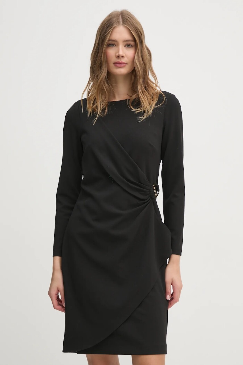 Šaty Dkny čierna farba, mini, rovný strih, DD4H1242