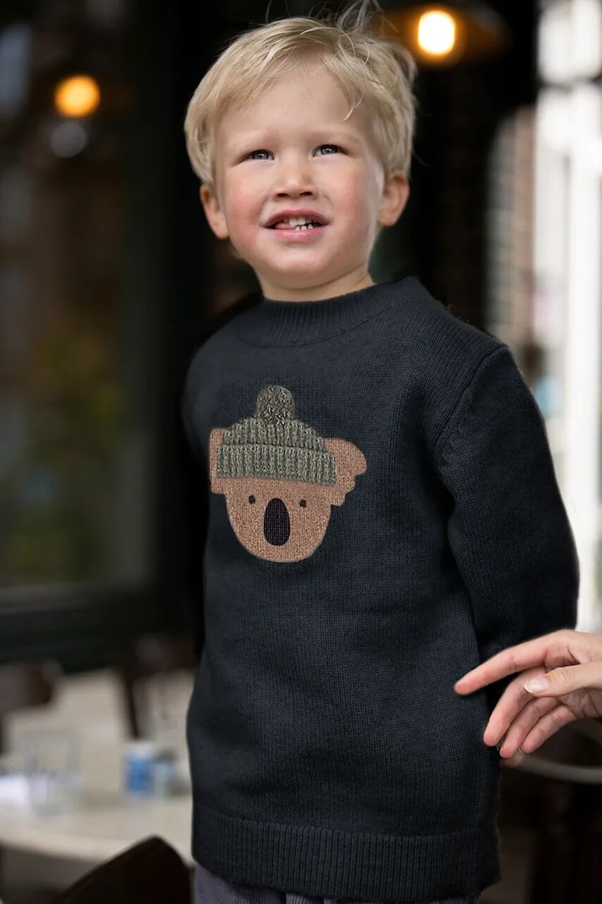 Vlnený detský svetrík Donsje Denn Merino Wool Sweater Koala tmavomodrá farba, 4083503