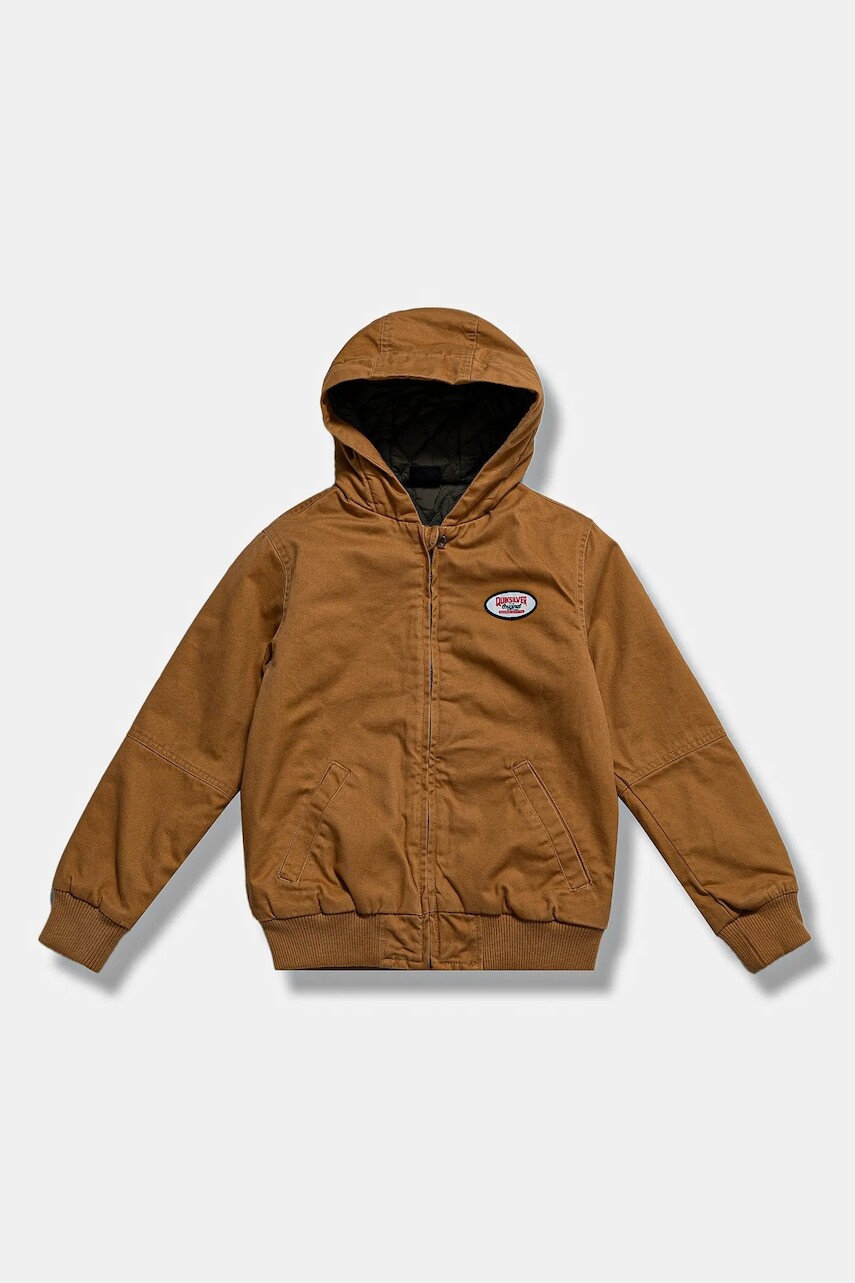 Detská bunda Quiksilver LETS GO TO SCHOOL hnedá farba, EQBJK03317