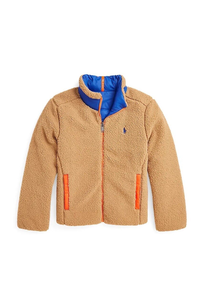 Detská obojstranná bunda Polo Ralph Lauren hnedá farba, 323949927001