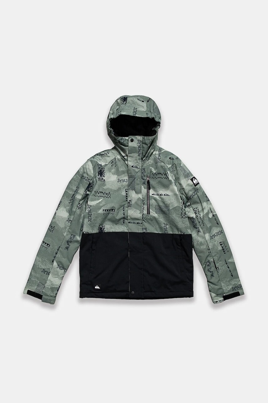 Lyžiarska bunda Quiksilver MISSION PRINTED BLOCK JK zelená farba, EQBTJ03196