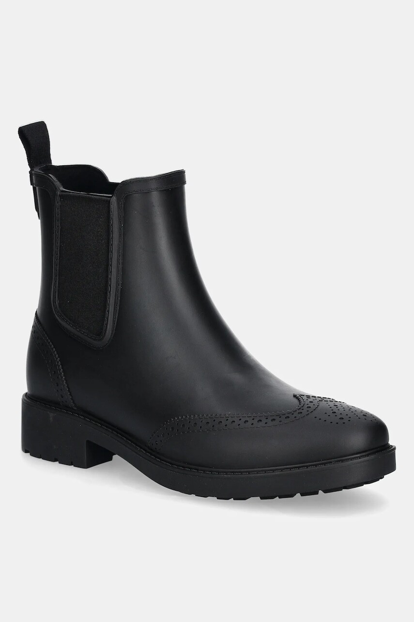 Topánky chelsea Lauren Ralph Lauren Preslie dámske, čierna farba, na plochom podpätku, 802945876001