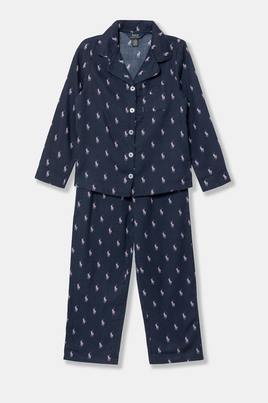 Detské bavlnené pyžamo Polo Ralph Lauren tmavomodrá farba, vzorovaná, 4P0034