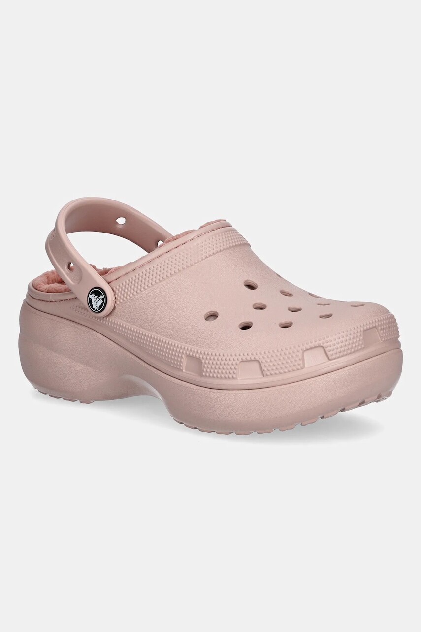 Papuče Crocs Classic Platform Lined Clog W ružová farba, 207938