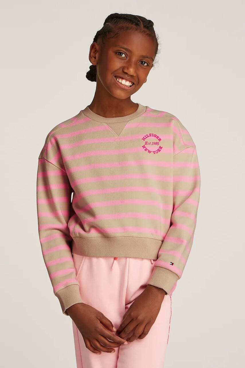 Detská mikina Tommy Hilfiger ružová farba, vzorovaná, KG0KG08323
