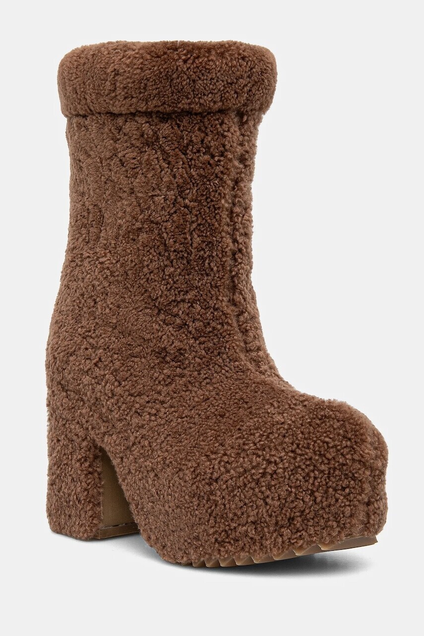 Vlnené čižmy Inuikii Shearling Heel hnedá farba, na podpätku, 75207-095